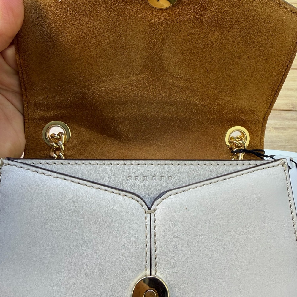 SANDRO PARIS Lou PM Ecru Crossbody Bag - Picture 2 of 10